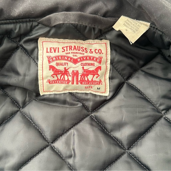 Levi's Trucker Bomber Jacket Thermore Thermal Diamond Lined Black Size M - Picture 4 of 6